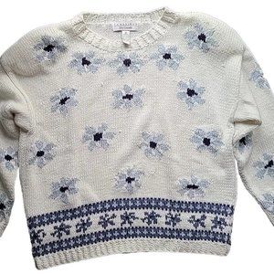 Vintage Cambridge Dry Goods Chunky Floral Pullover Sweater Shoulder Pads Medium